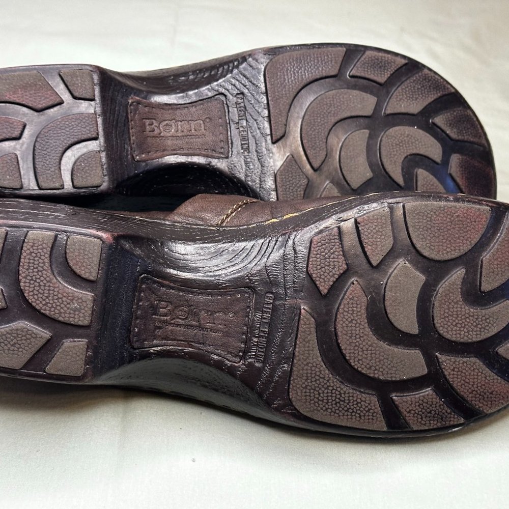 Born Toby II Slip-on Brown leather Clogs - Picture 5 of 9